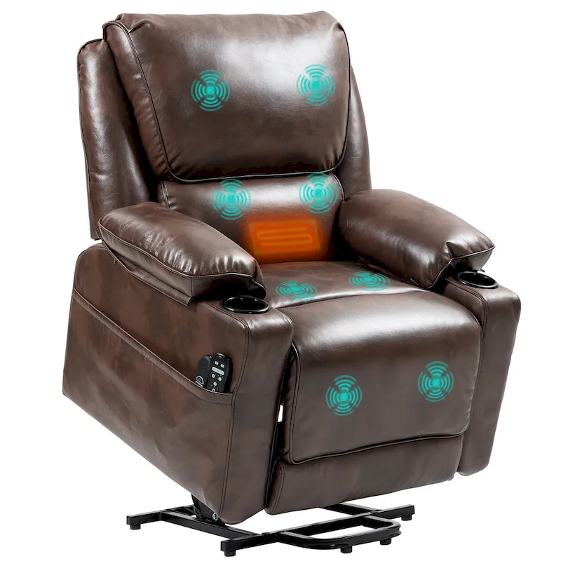 HOMCOM Power Lift Recliner Chair Sofa with Vibration Massage and Heat, Overstuffed Reclining Chair with Remote Control