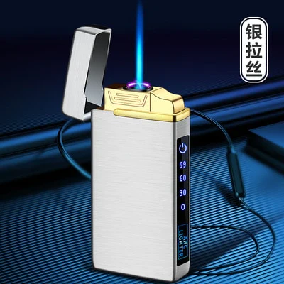 HULIANFU New Windproof Metal Dual Plasma Arc Lighter Jet USB Torch Lighter Gas Electric Butane Chargeable Pipe Cigar Lighter Gadgets - Deanwangkt