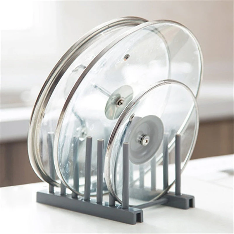 HULIANFU Kitchen Organizer Pot Lid Rack Stainless Steel Spoon Holder Pot Lid Shelf Cooking Dish Rack Pan Cover Stand Kitchen Accessories - Deanwangkt