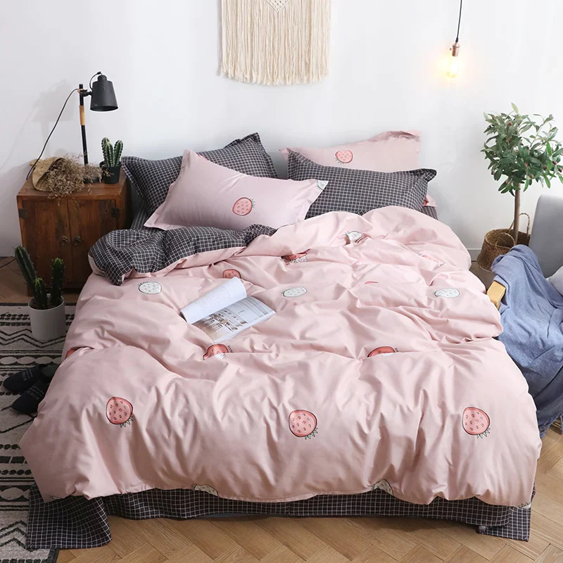 HULIANFU Nordic Duvet Cover Set Leaf Striped Star Bedding Set Single Double Queen King Size240x220 Simple Polyester Quilt Cover Bed Sheet - Deanwangkt