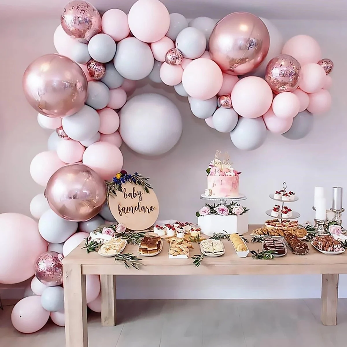 HULIANFU Macaron Pink Balloon Garland Arch Kit Wedding Birthday Party Decoration Kids Globos Rose Gold Confetti Latex Ballon Baby Shower - Deanwangkt