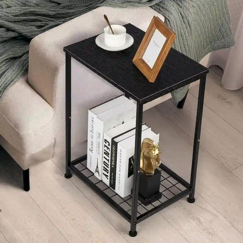 2 Tier Small End Table with Open Storage Shelf,Set of 2