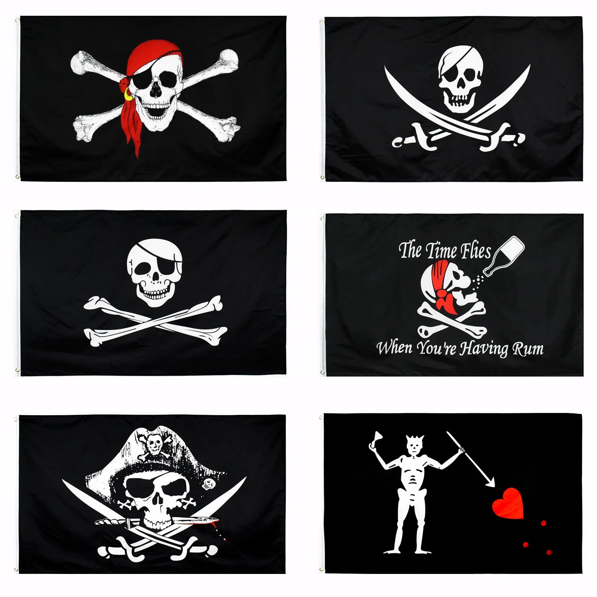 HULIANFU   Yehoy hangiing 90x150cm Skull and Cross Crossbones Sabres Swords Jolly Roger pirate Dead Man  Chest Flags - Deanwangkt