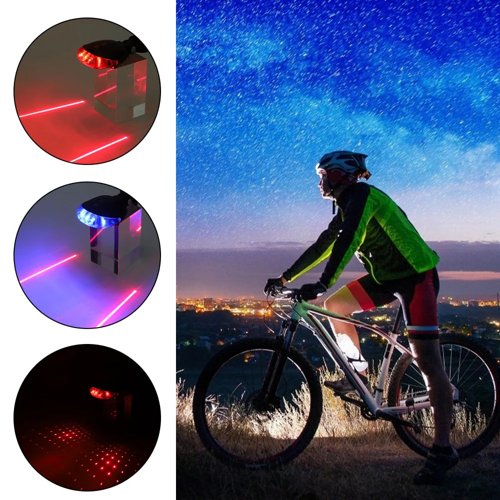 HULIANFU Waterproof Bicycle Cycling Lights Taillights LED Laser Safety Warning Bicycle Lights Bicycle Tail Bicycle Accessories Light - Deanwangkt