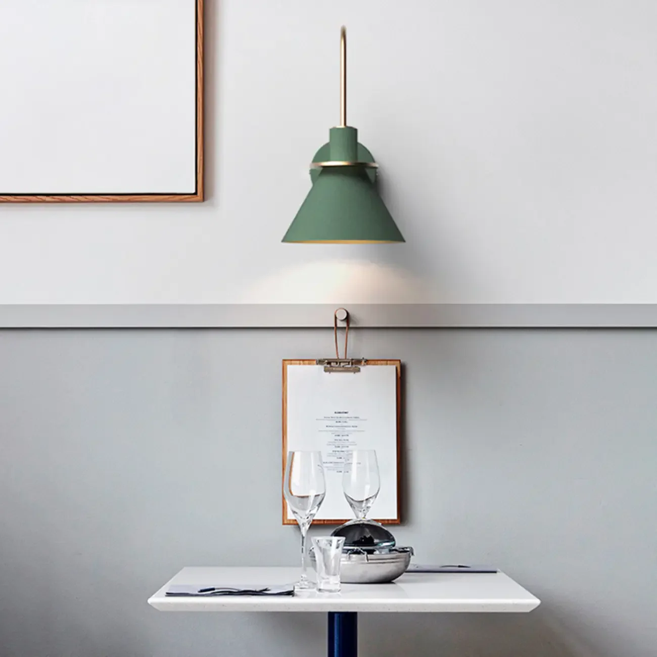 Cone Bathroom Vanity Light with Green Iron Shade