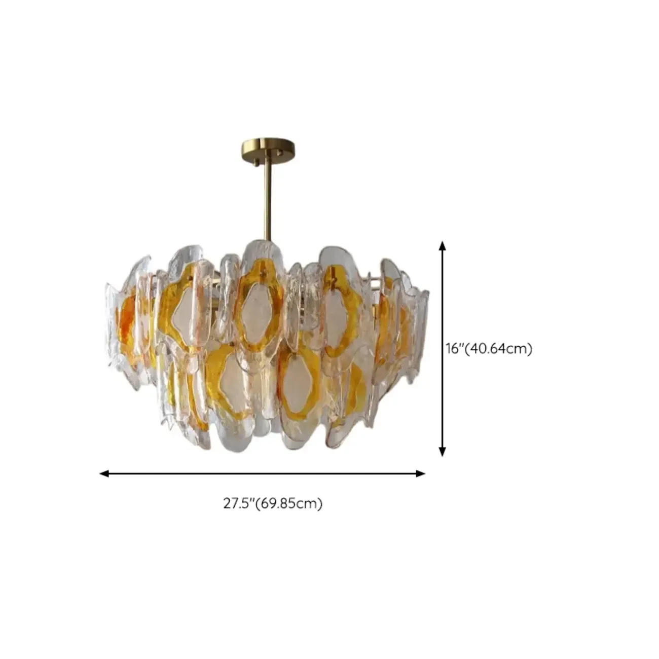 Gold Crystal Glass Flower Modern Linear Chandelier