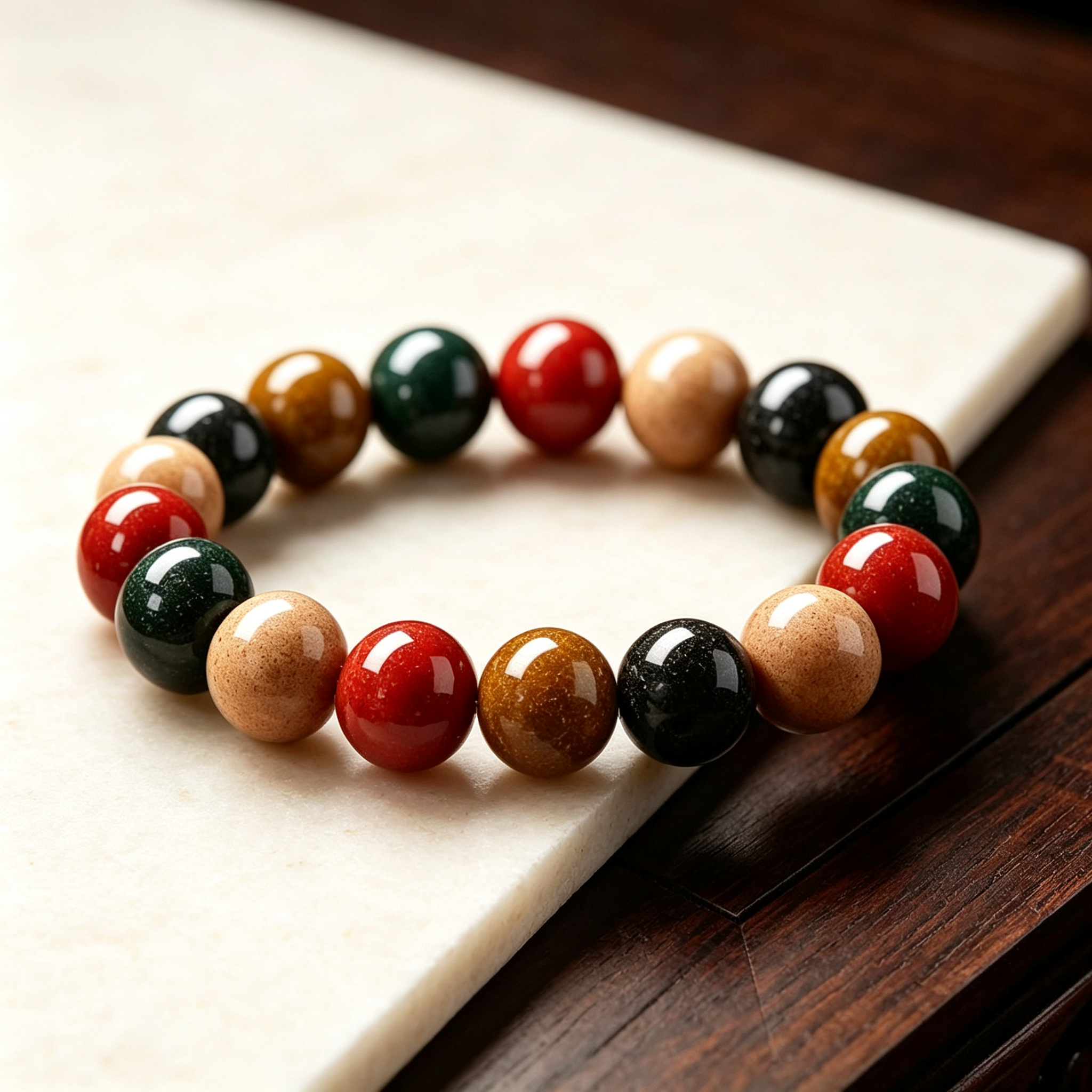 Five‑Elements Aromatic Beaded Bracelet, Hand‑crafted Spiritual Scented Bead Jewelry | Feng Shui Inspired Handcrafted Jewelry - Vibe Jew