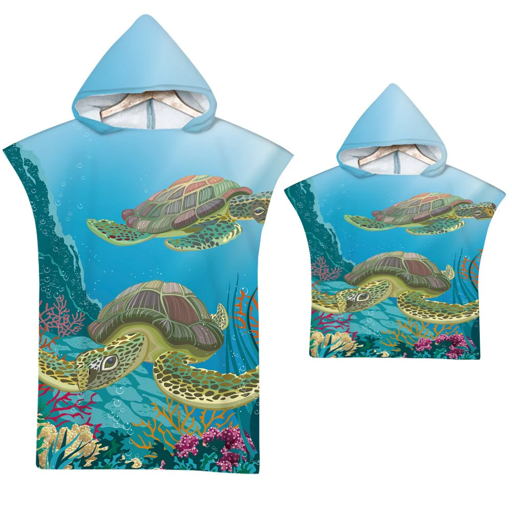 HULIANFU Sea Animals Hooded Beach Towel for Adult Kids Super Soft Childrens Beach Bath Towel Outdoor Poncho Bathrobe Towels - Deanwangkt