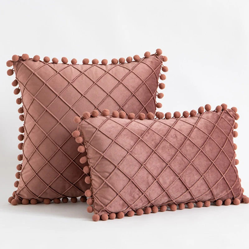 HULIANFU Inyahome Nordic Retro Ear Pillow Living Room Sofa Solid Color Tassel Cushion Without Core Bed Big Pillow Waist Back Office Chair - Deanwangkt