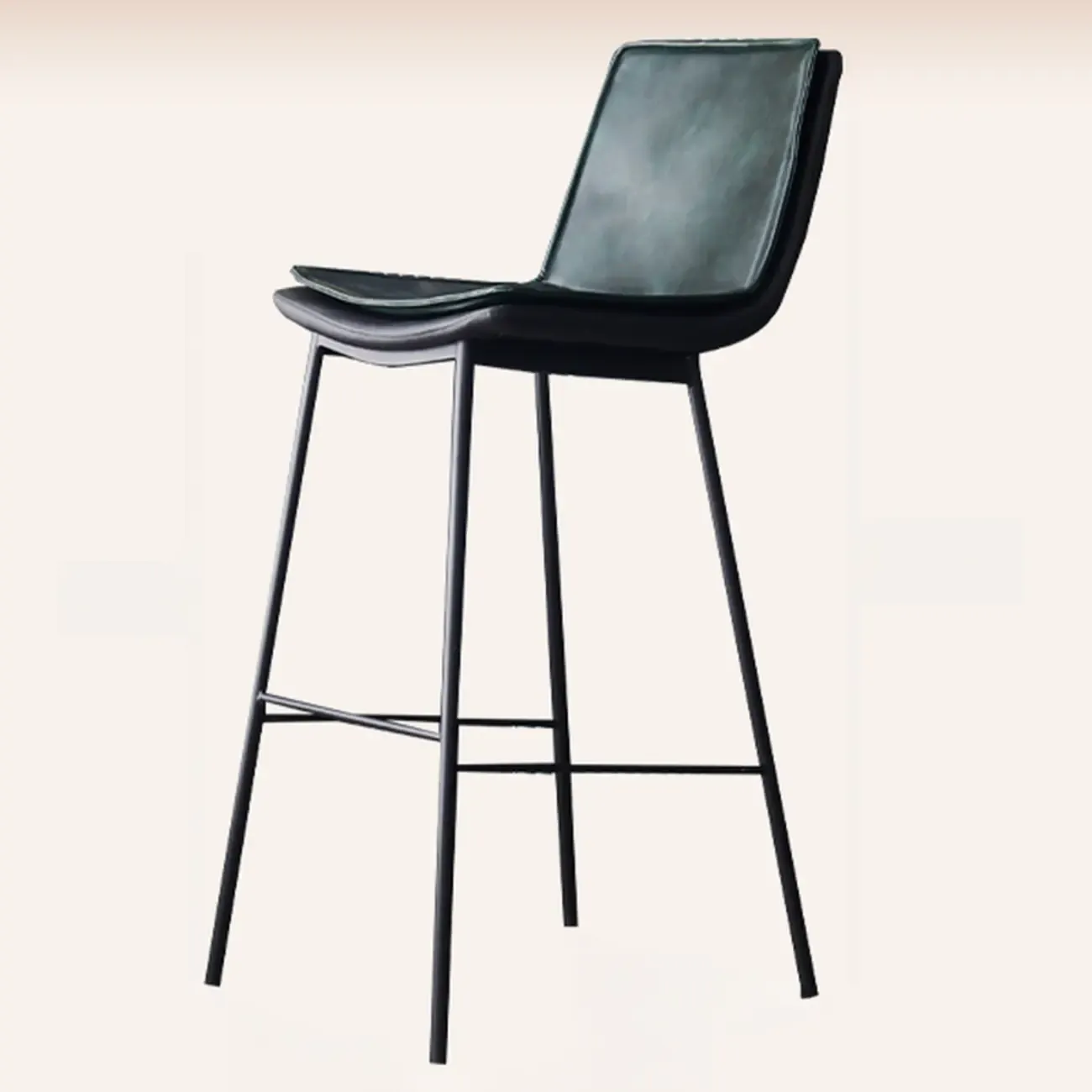 Modern Leather Counter Height Bar Stool with Back