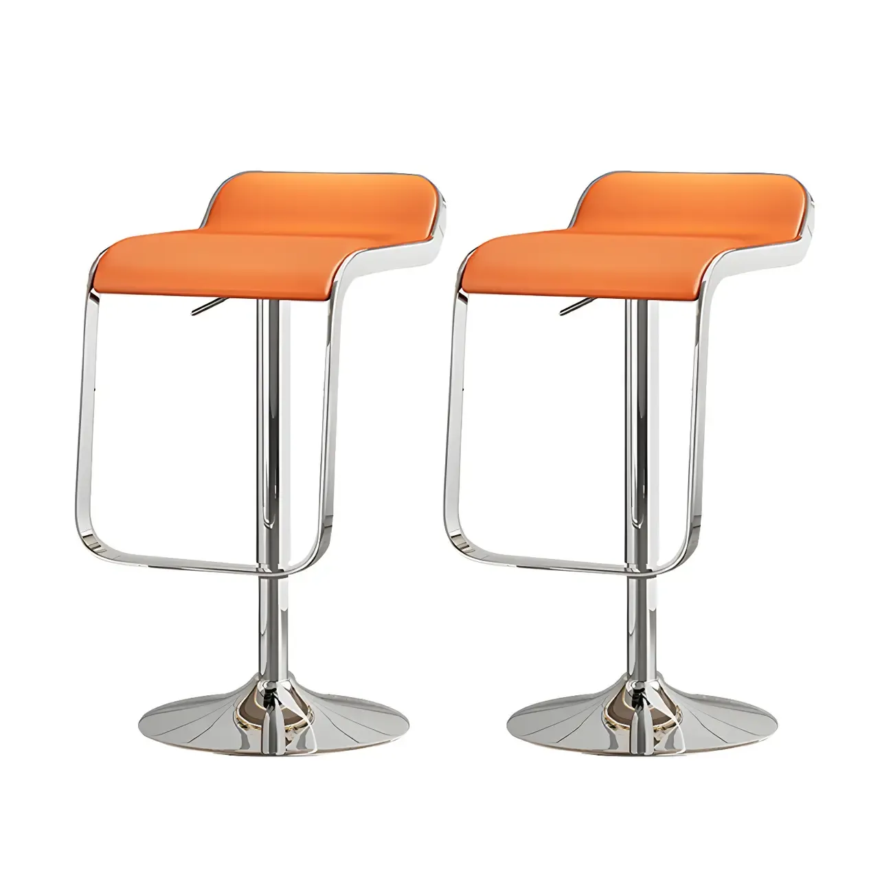 Leather Low Back Metal Adjustable Swivel Bar Stools