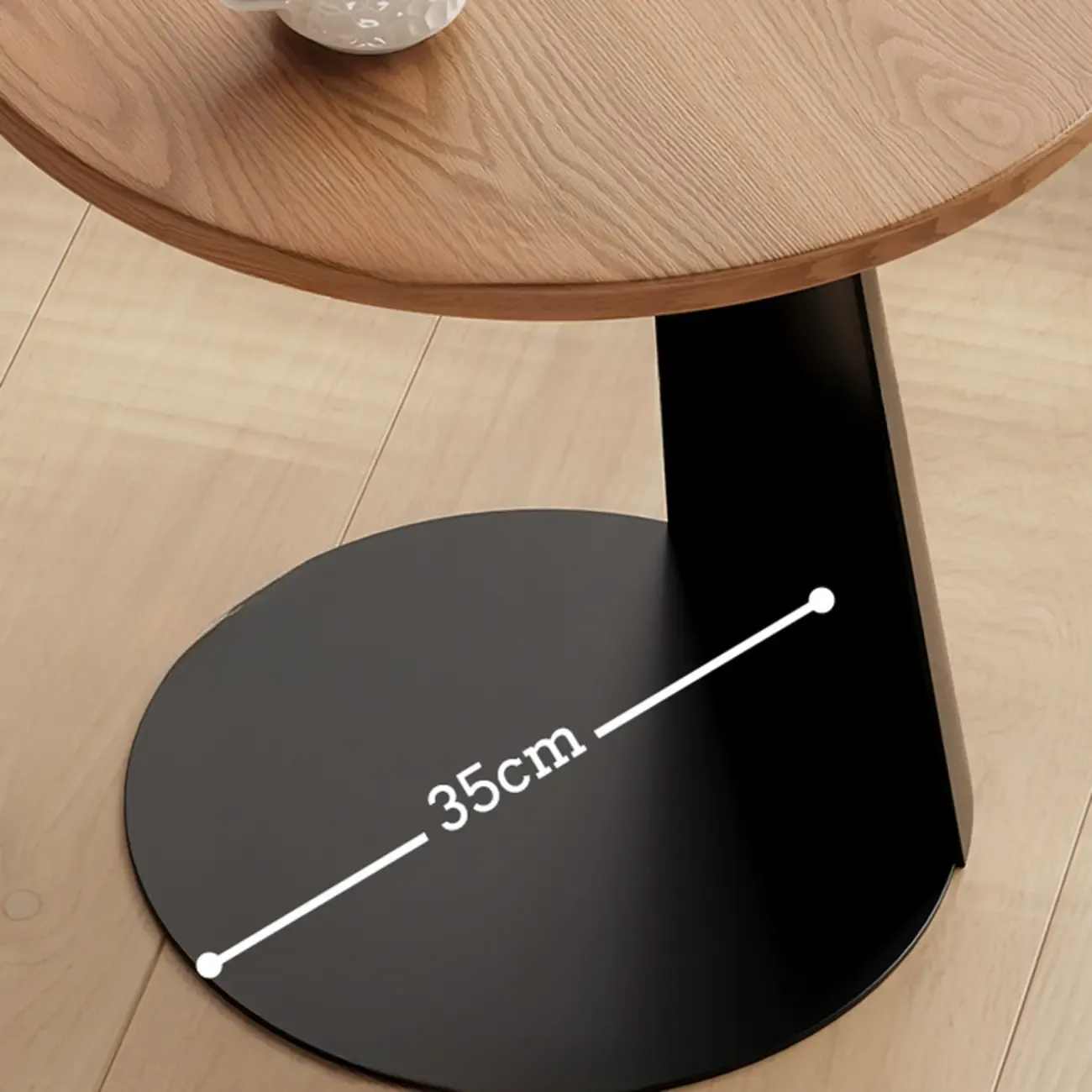 Modern Brown Ash Wood Round Chairside C Shaped Table