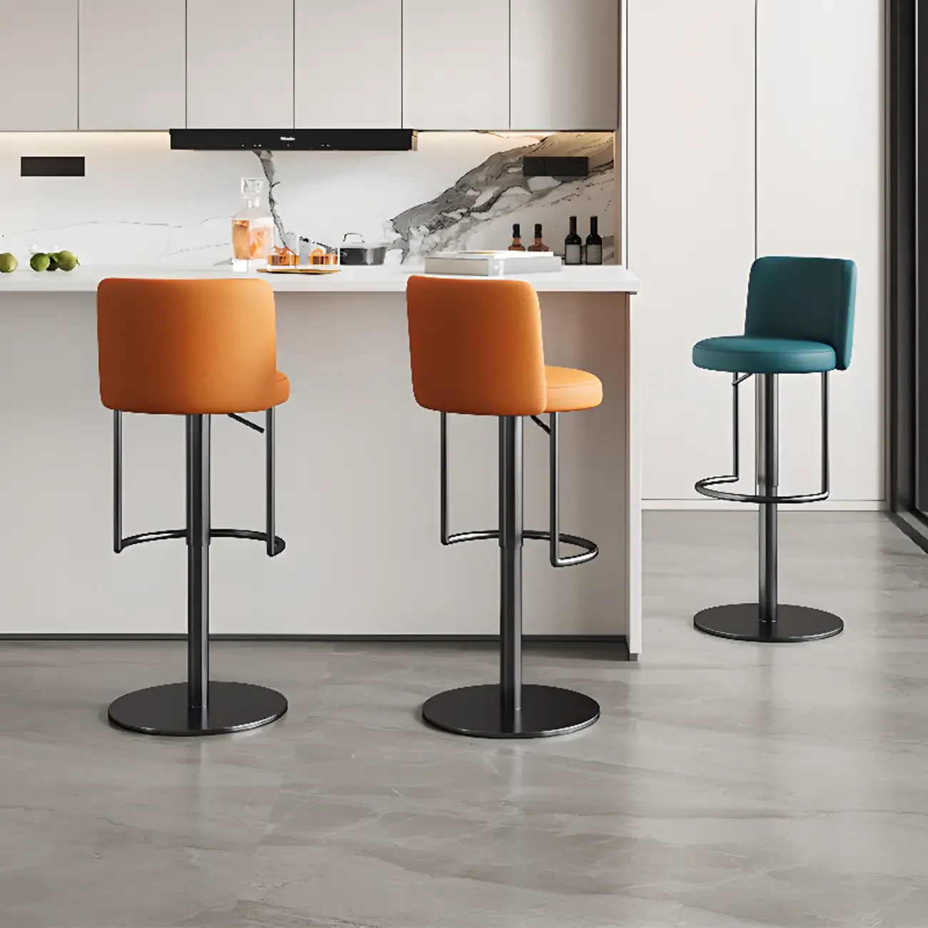 Modern Stainless Steel Swivel Bar Stool Adjustable Height