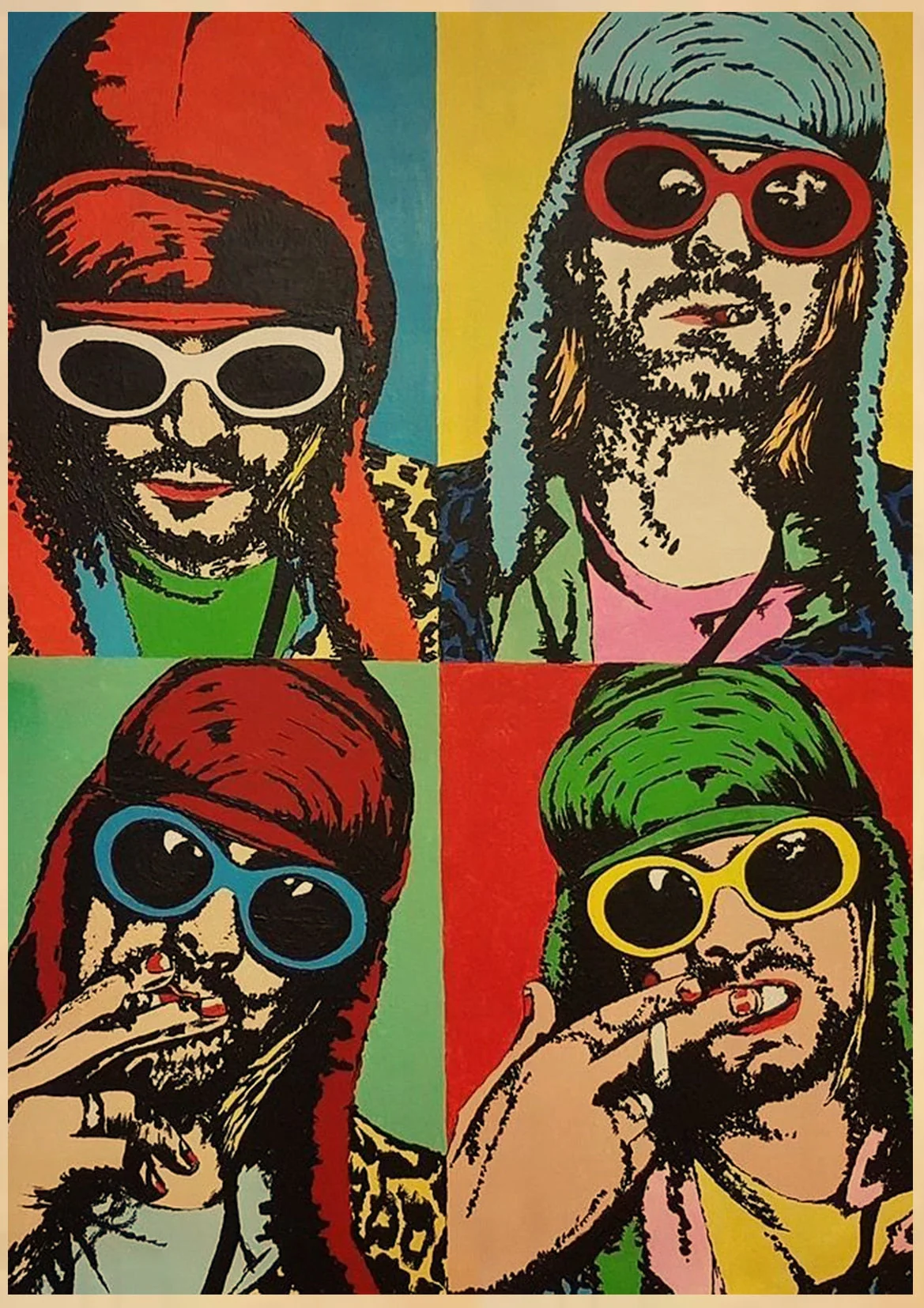 HULIANFU Singer Kurt Cobain Posters Rock and Roll Music Retro Kraft Paper Sticker DIY Vintage Room Bar Cafe Decor Gift Art Wall Paintings - Deanwangkt