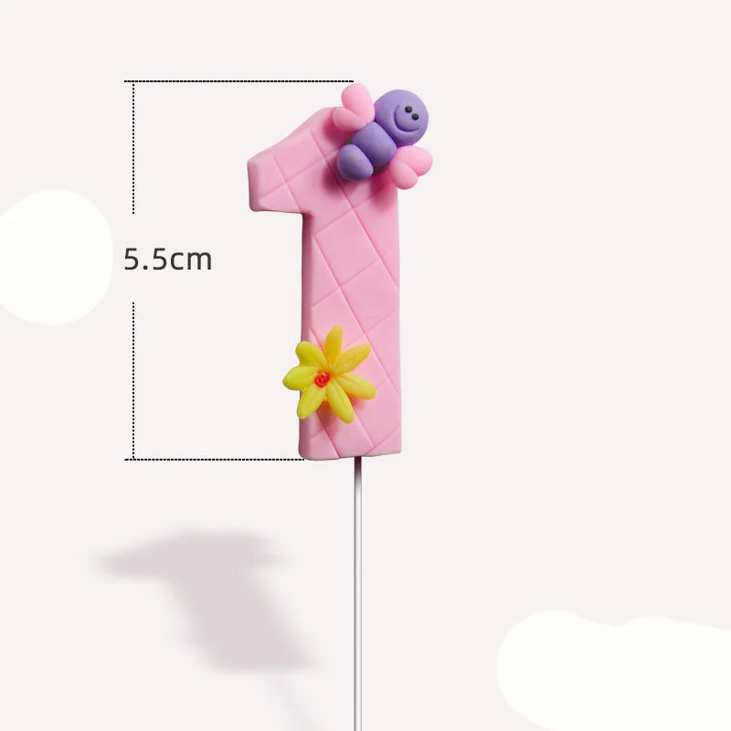 HULIANFU Soft Clay Number Balloon Cake Birthday Topper 1st Birthday Party Decorations Kids Baby Shower Girl  Happy Birthday Cake Topper - Deanwangkt