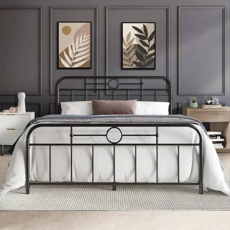 CraftPorch Minimalist Curved Edge Metal Platform Bed
