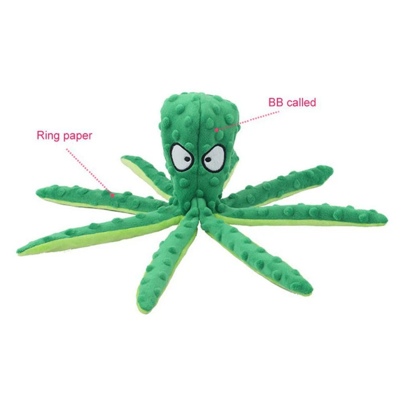 HULIANFU Pet Dog Plush Toy Squeaker Chew Animal Toy Octopus Skin Shell Bite Resistant Plush Toy Funny Durability Molar Toy Pets Supplies - Deanwangkt
