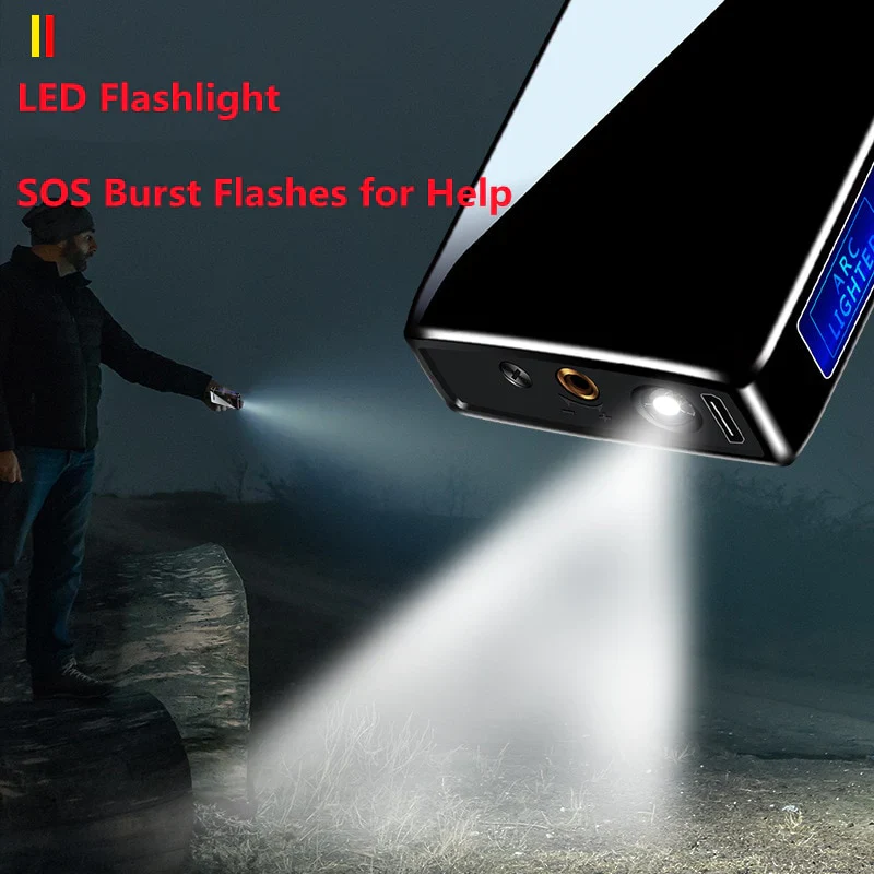 HULIANFU New Windproof Metal Dual Plasma Arc Lighter Jet USB Torch Lighter Gas Electric Butane Chargeable Pipe Cigar Lighter Gadgets - Deanwangkt
