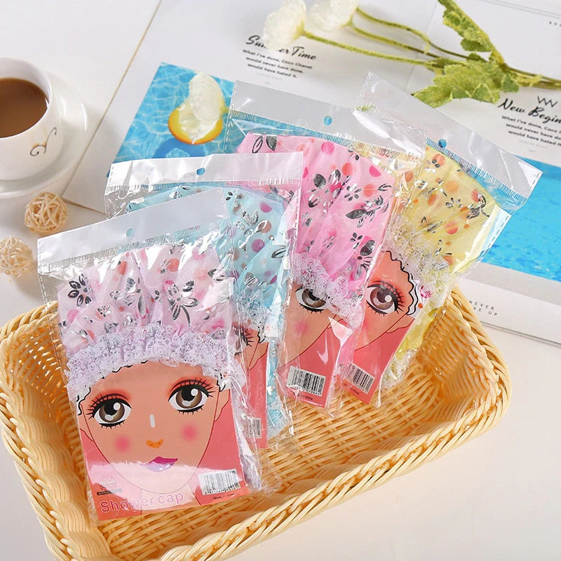 HULIANFU Waterproof Bath Hat Thickened Waterproof And Oil Fume Cap Women Spa Hair Salon Supplies Shower Cap Bathroom Accessories - Deanwangkt