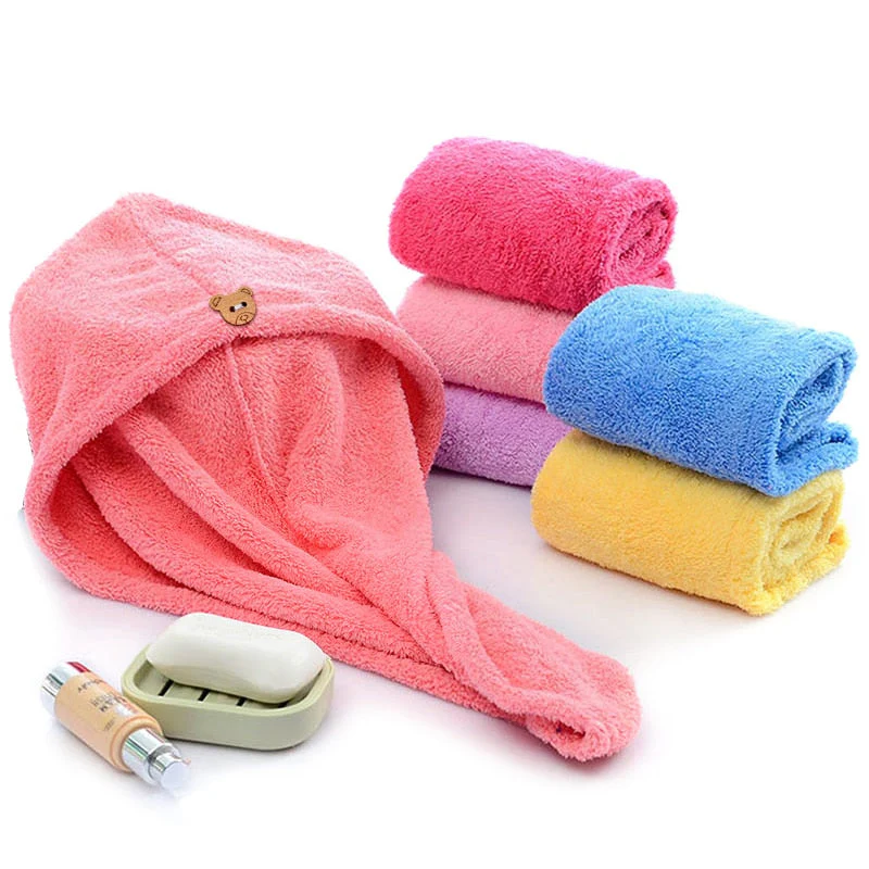 HULIANFU Women Hair Drying Hat Quick-dry Hair Towel Cap Hat Bath Hat Microfiber Solid Towel Cap Super Absorption Turban Hair Dry Cap - Deanwangkt