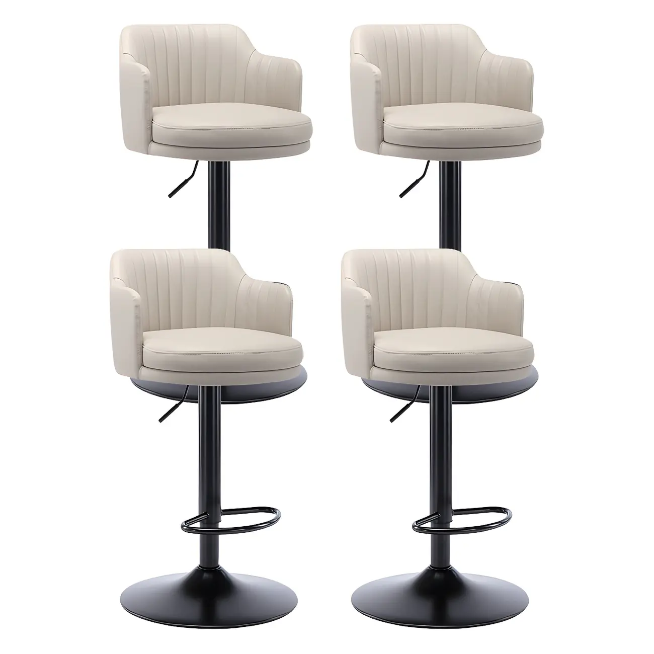 Modern Leather Armrests Swivel Adjustable Bar Stool