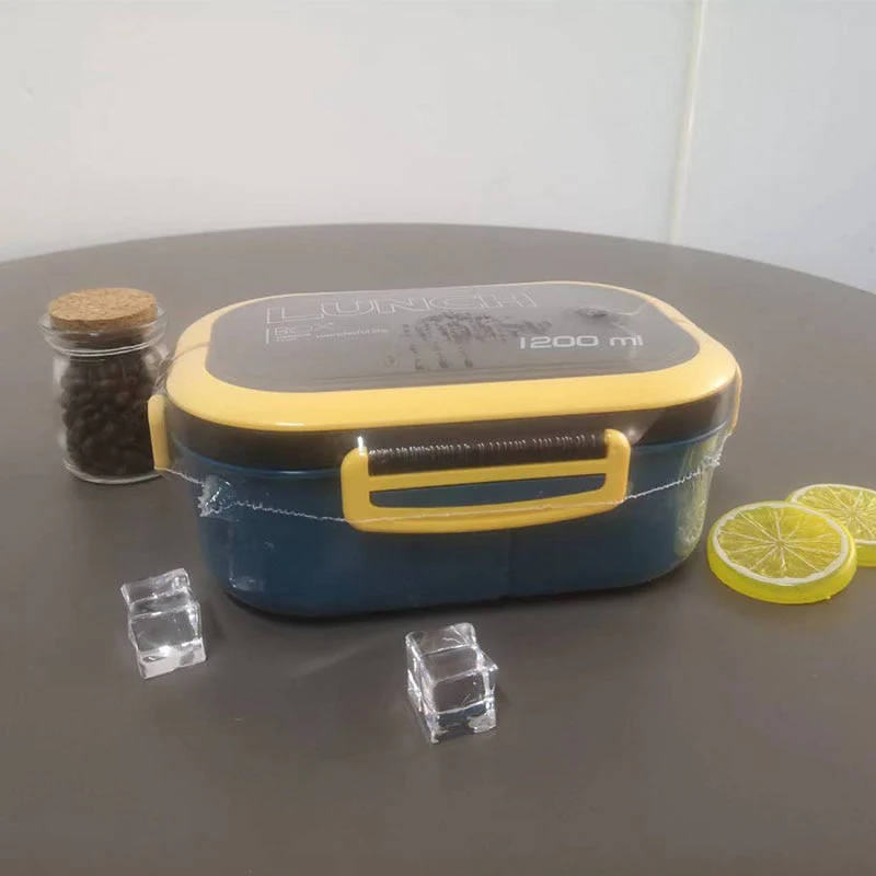 HULIANFU Portable Hermetic Lunch Box 2 Layer Grid Children Student Bento Box with Fork Spoon Leakproof Microwavable Prevent Odor School - Deanwangkt