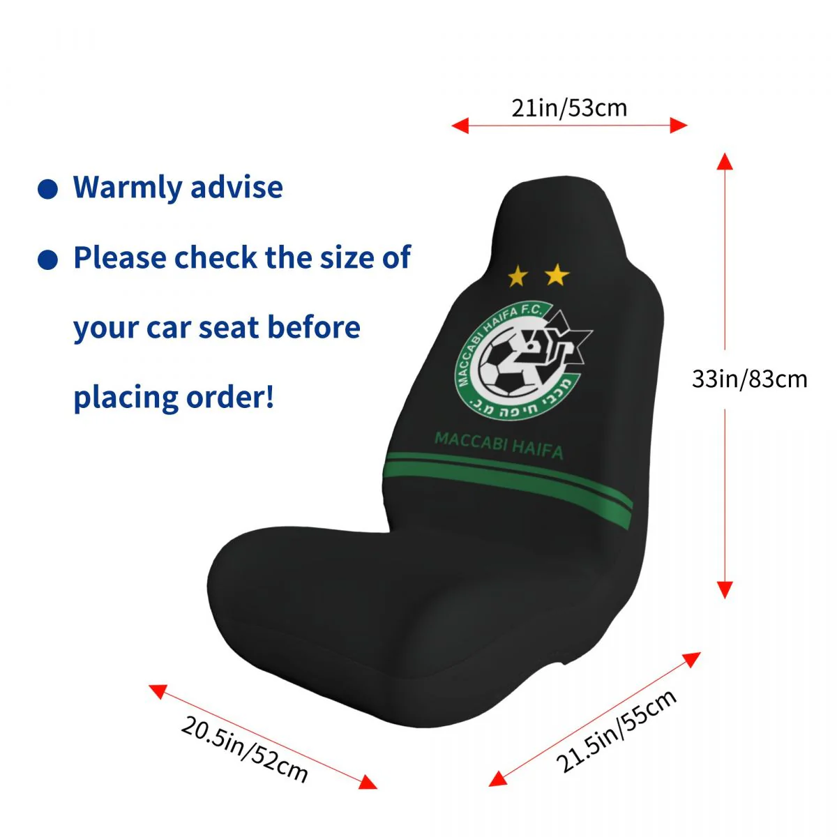HULIANFU Maccabi Haifa FC Car Seat Cover for Cars, SUVs, Trucks, Vans, etc. - Deanwangkt