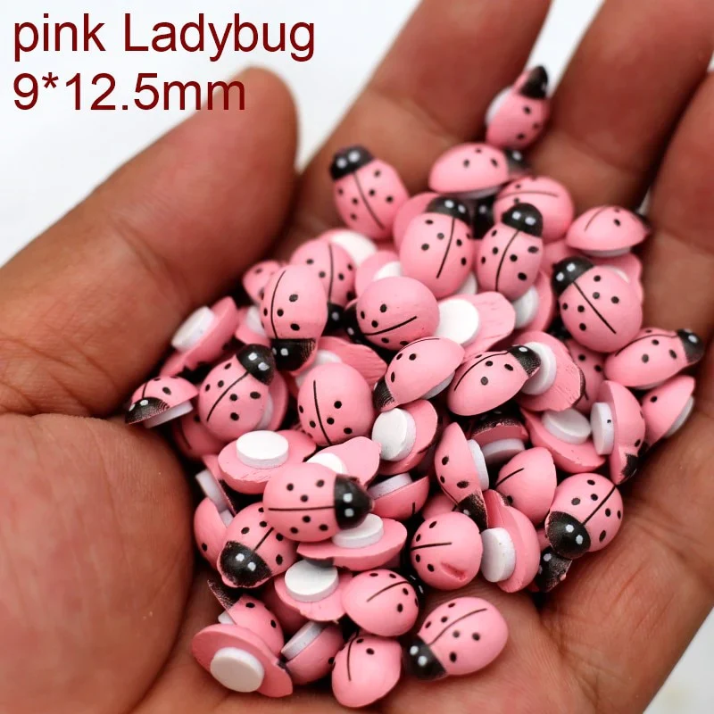 HULIANFU MINI Wood Bee Ladybug Colorful with Glue Home Refrigerator Wall Decoration DIY Handmade Child Gift Party Accessories 50/100pcs - Deanwangkt