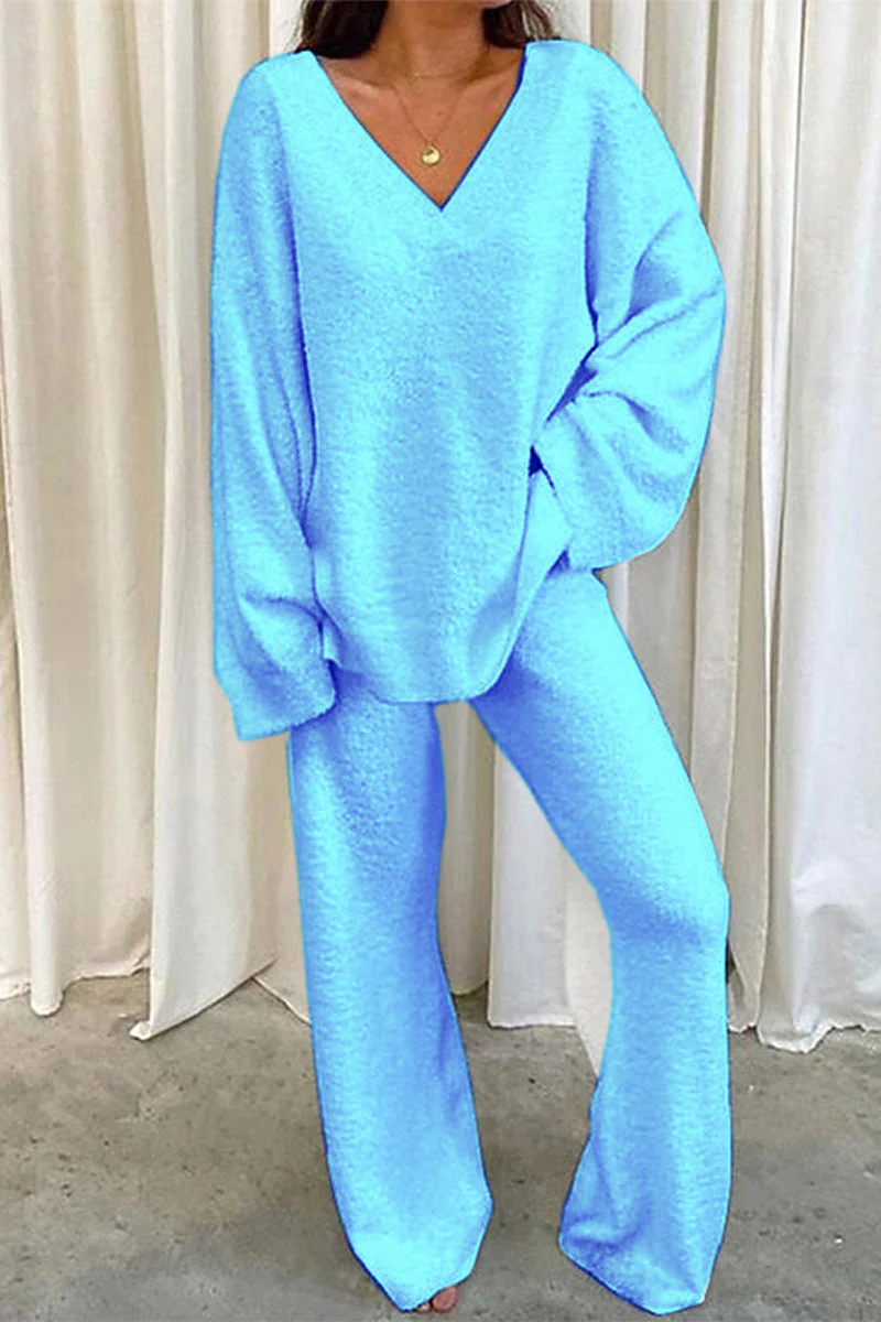 hulianfu Casual Solid Solid Color V Neck Two Pieces(5 Colors) - Deanwangkt