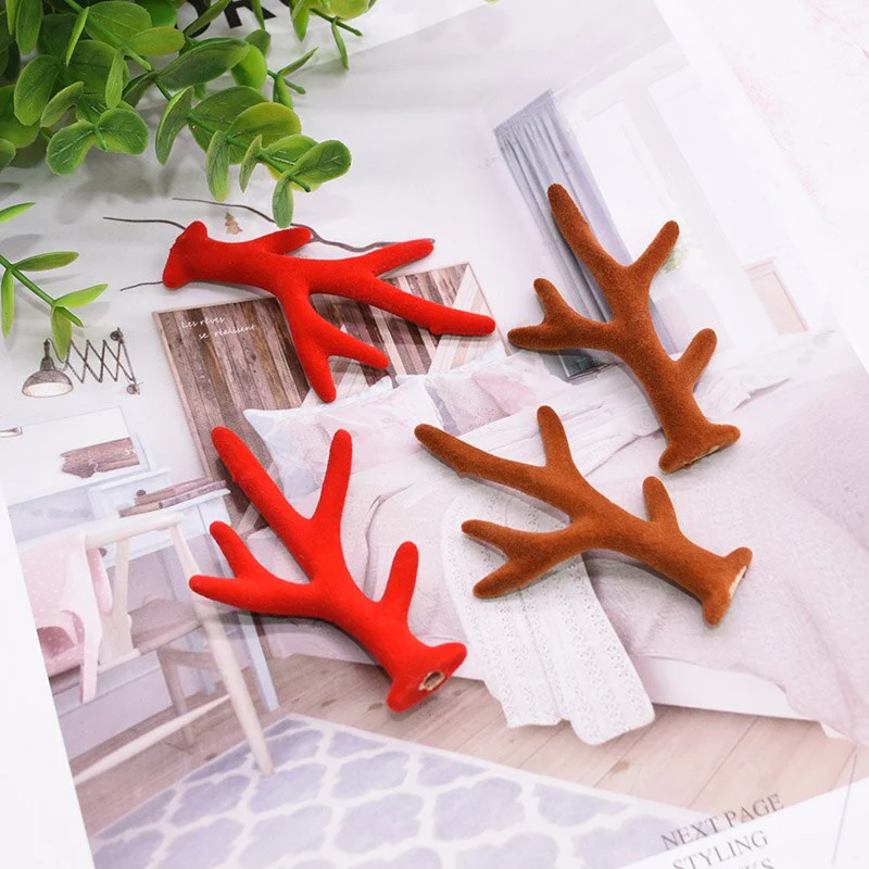HULIANFU  5 Pairs Red/brown Simulation Antlers DIY Handmade Cute Headband Headdress Accessories Material Christmas Party Decor Photo Props - Deanwangkt