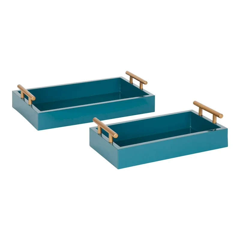 Kate and Laurel Lipton Rectangle Wood Tray Set - 2 Piece