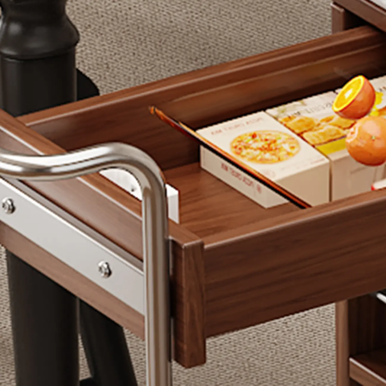 Multifunctional Sintered Stone Top Wheeled Cart Side Table