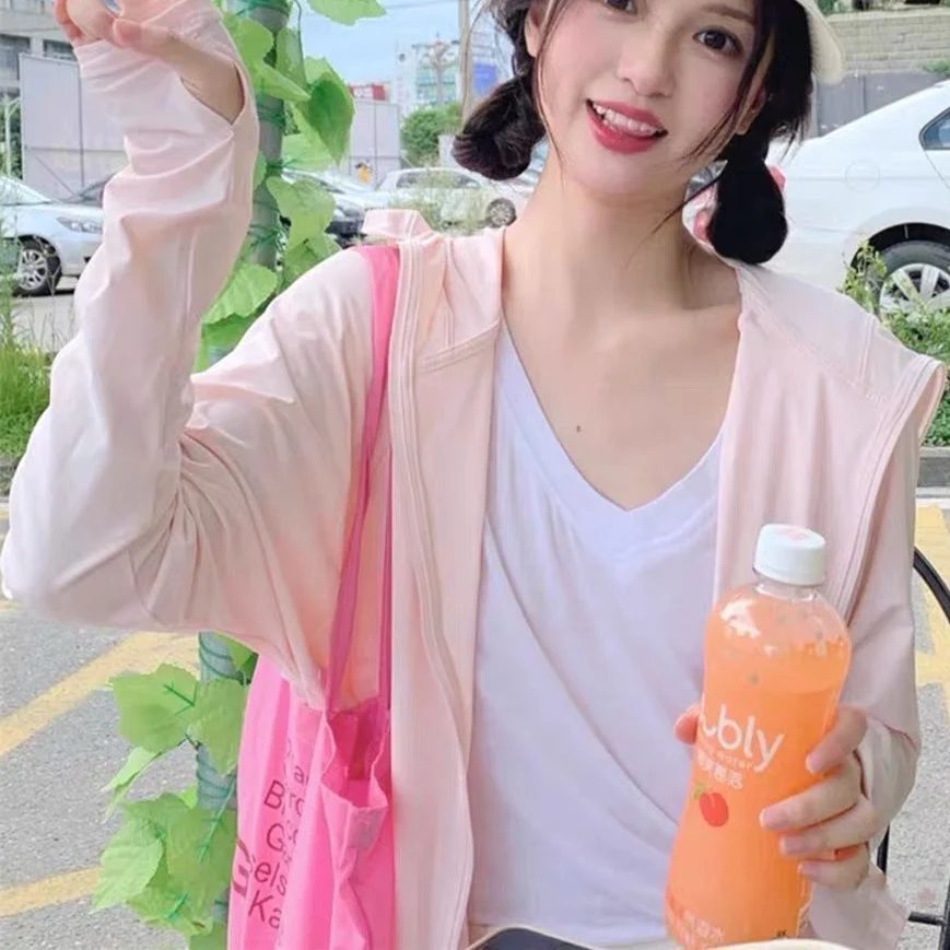 Hulianfu Sun-proof Jackets Women Hooded Casual Summer Fashion Thin Chic Loose Sporty Korean Style 6 Colors All-match Breathable Simple - Deanwangkt