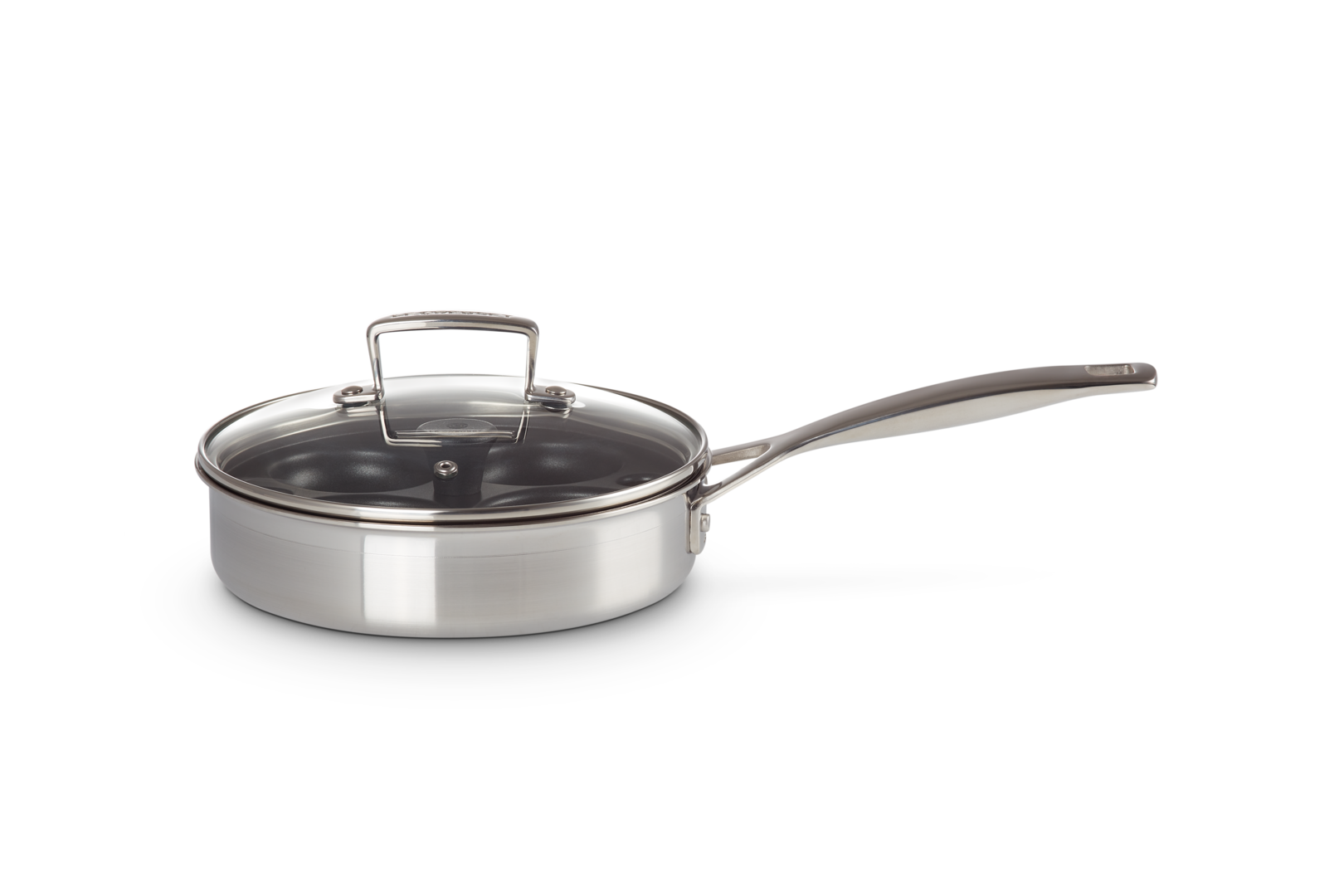 3-ply Stainless Steel Uncoated Sauté Pan with Poaching Insert