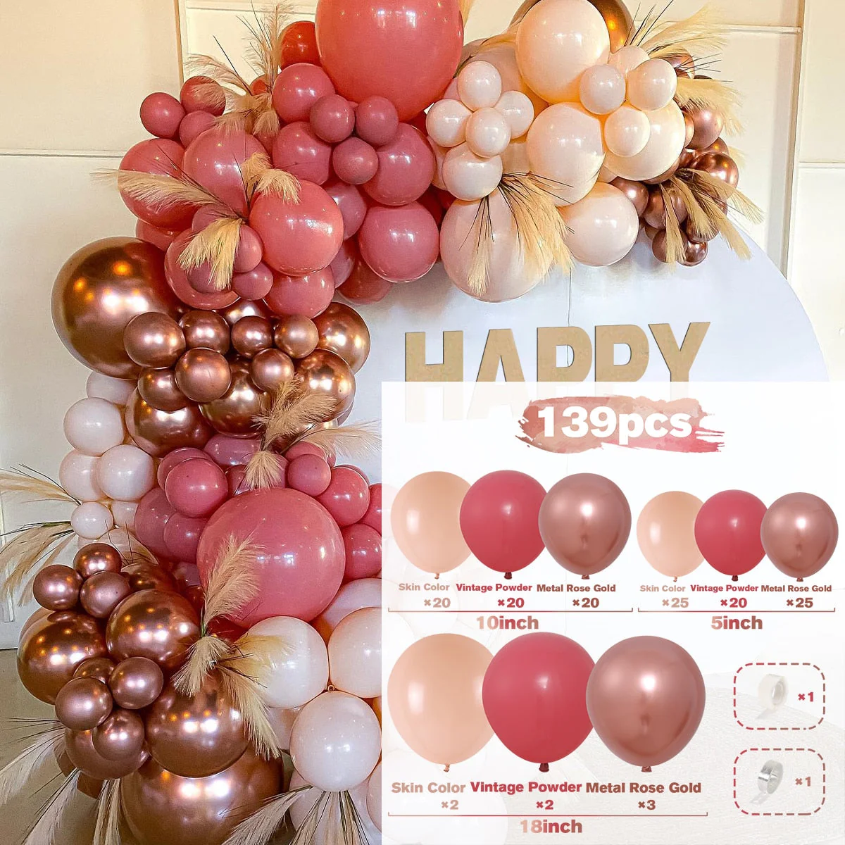 HULIANFU Macaron Pink Balloon Garland Arch Kit Wedding Birthday Party Decoration Kids Globos Rose Gold Confetti Latex Ballon Baby Shower - Deanwangkt