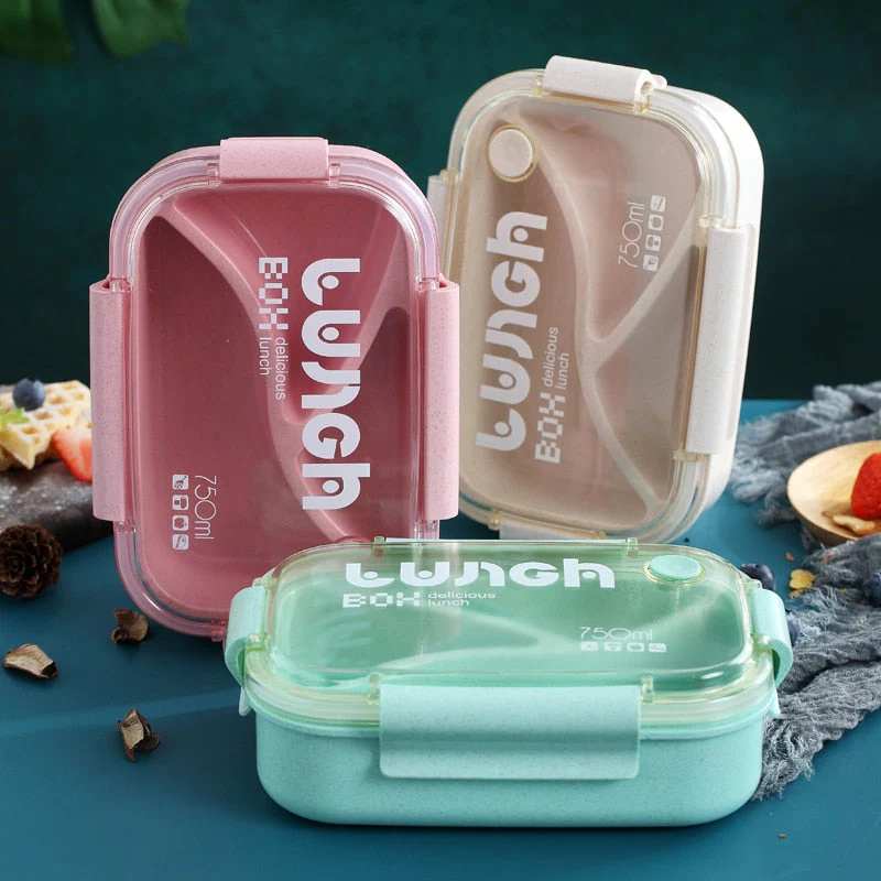 HULIANFU TUUTH Microwave Lunch Box Wheat Straw Bento Box 750ML BPA Free Food Storage Container with Soup Cup - Deanwangkt