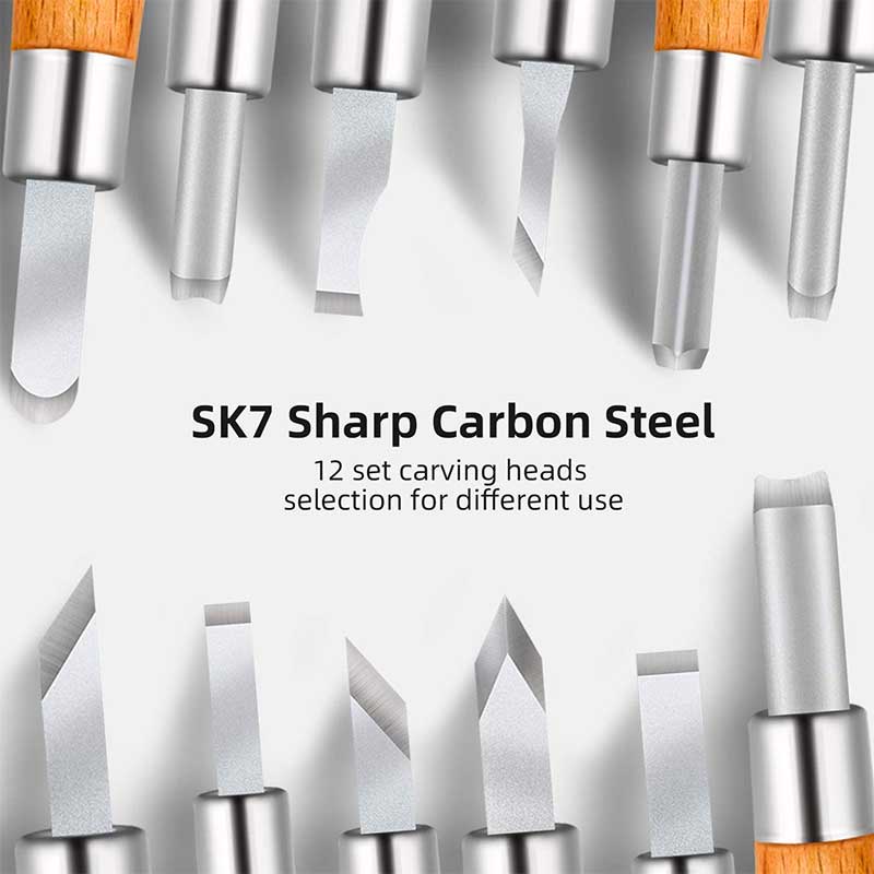 HULIANFU SIMILKY Wood Carving Tools Set SK7 Carbon Steel Crafting Chisel Tools - with Protective Cover Storage Case Small Pumpkin 12-Set - Deanwangkt