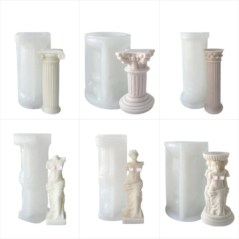 HULIANFU Vintage Roman Column Candle Mold DIY Portrait Scented Silicone Mold Venus Goddess Human Body Plaster Mold Candle Mold Making - Deanwangkt