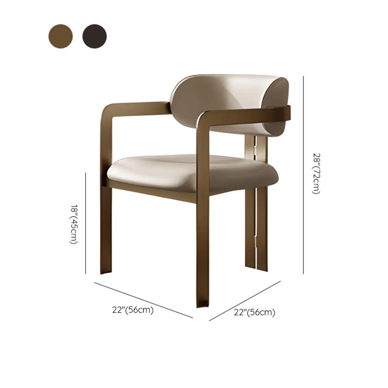 Modern Faux Leather Arm Dining Chair with Alloy Legs