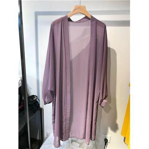 Hulianfu long Jacket Women Summer Thin Loose See-through Sunscreen Pure Long Sleeve Sexy  Coat Chiffon Bohemian Female New Fashion Tops - Deanwangkt