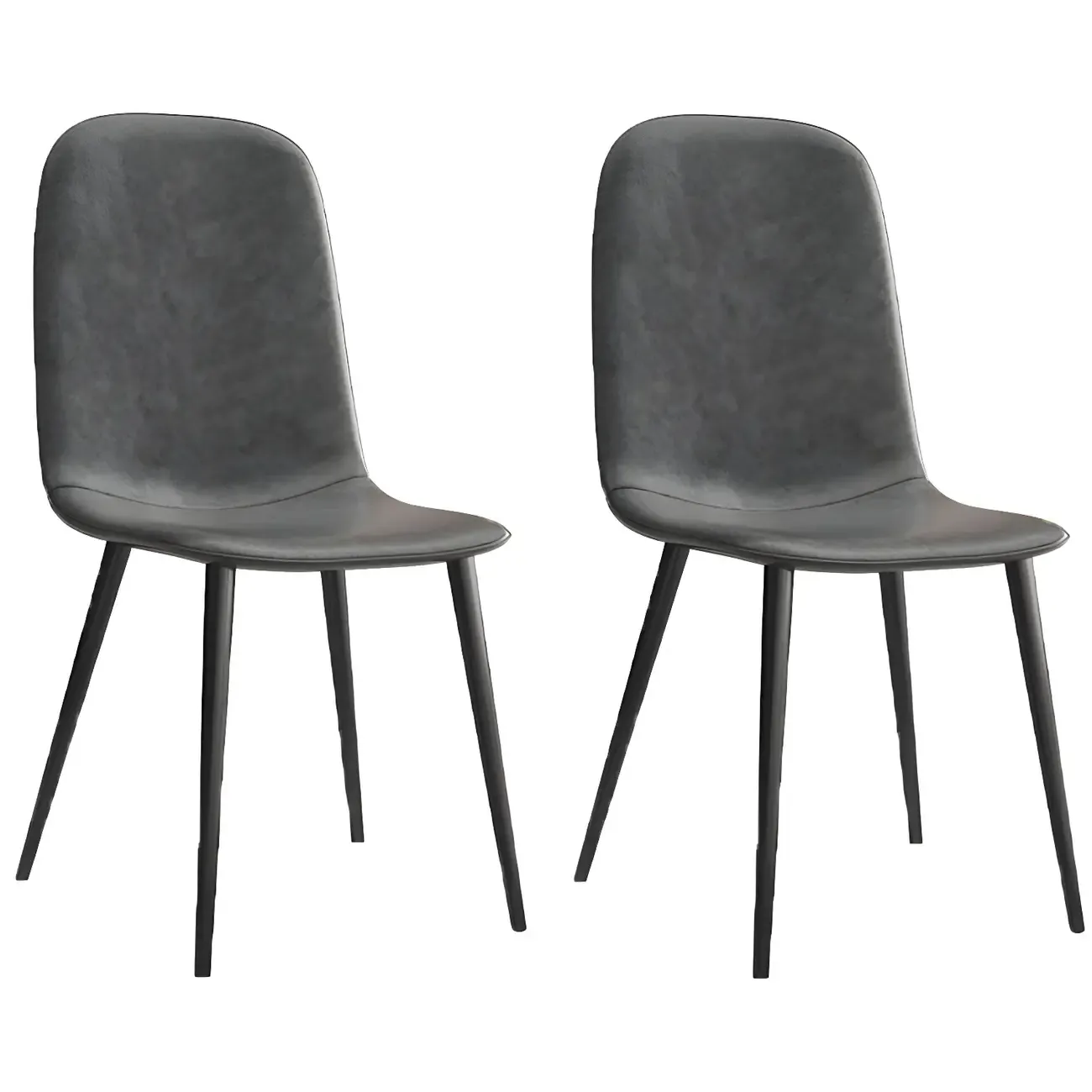 Industrial Armless Faux Leather Low Back Dining Chair