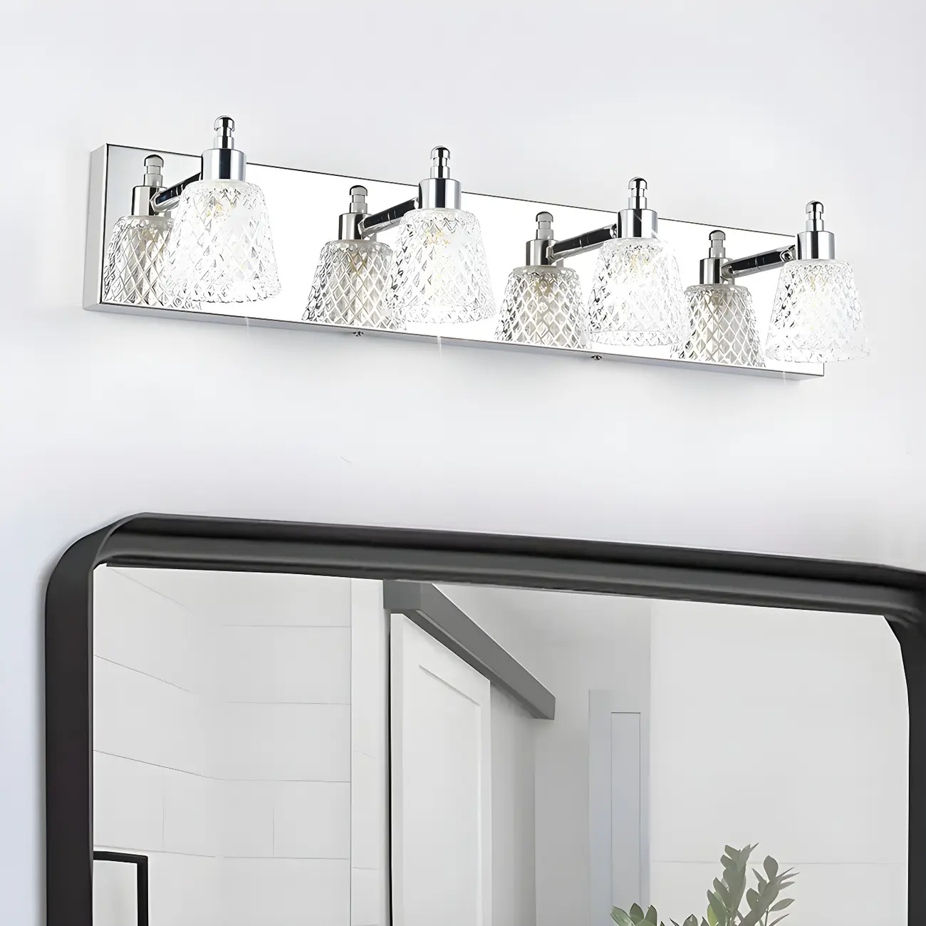 3-Light Modern Clear Glass Silver Bathroom Vanity Light
