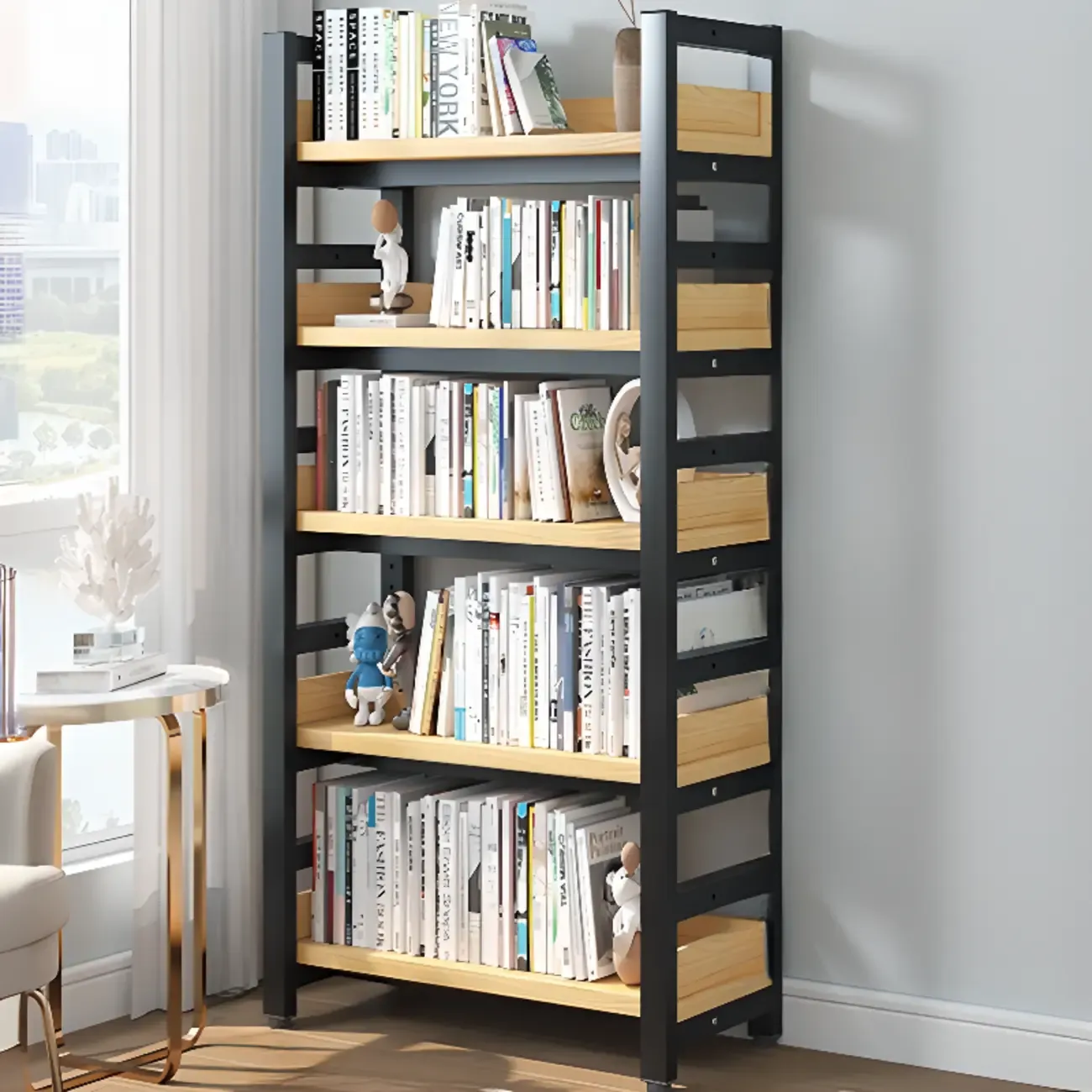 Modish Multi-Layer Open Back Wooden Tall Bookshelves