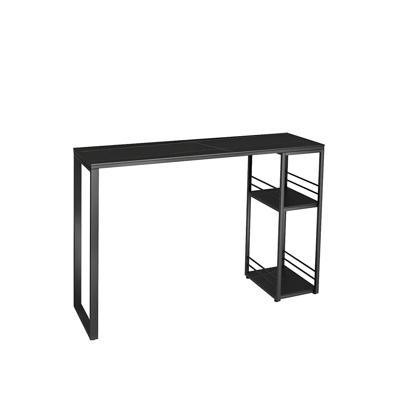 Modern Stone Top Metal 2-Shelf Bar Table for Kitchen Pub