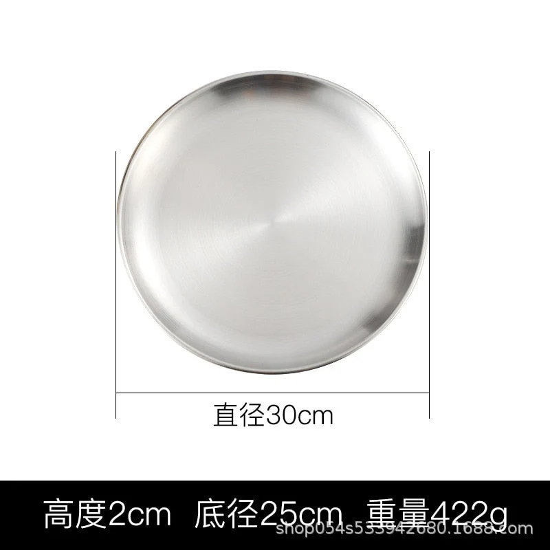 HULIANFU Korean stainless steel thickened disc Golden Cafe Tray Fruit Plate Cake Plate Bone Dish Dish Dish Shallow Plate - Deanwangkt