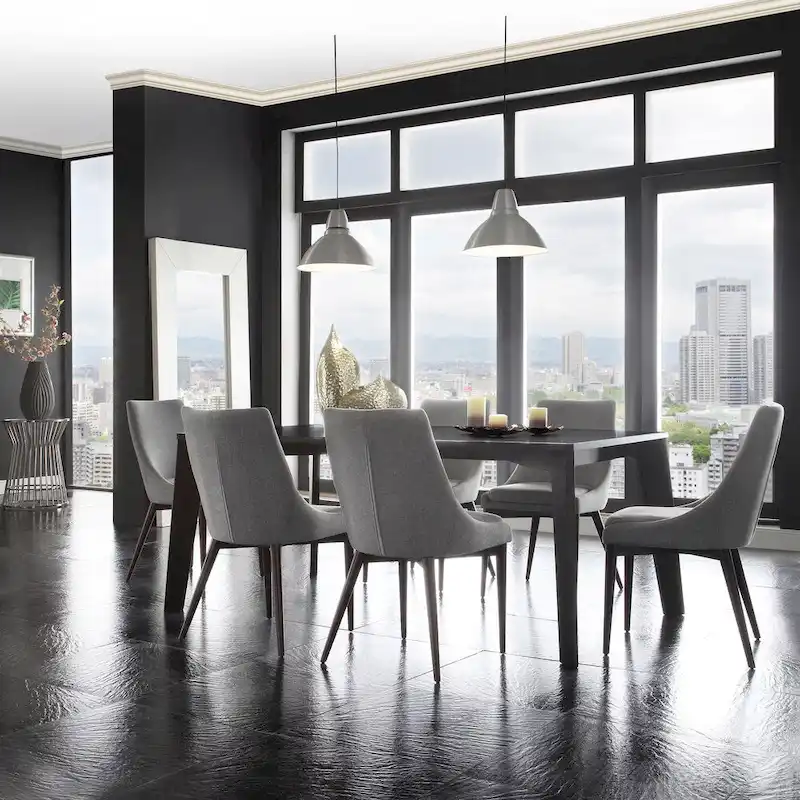 Sasha Mid-century Grey Fabric Upholstered Tapered Leg Dining Chairs (Set of 2) iNSPIRE Q Modern