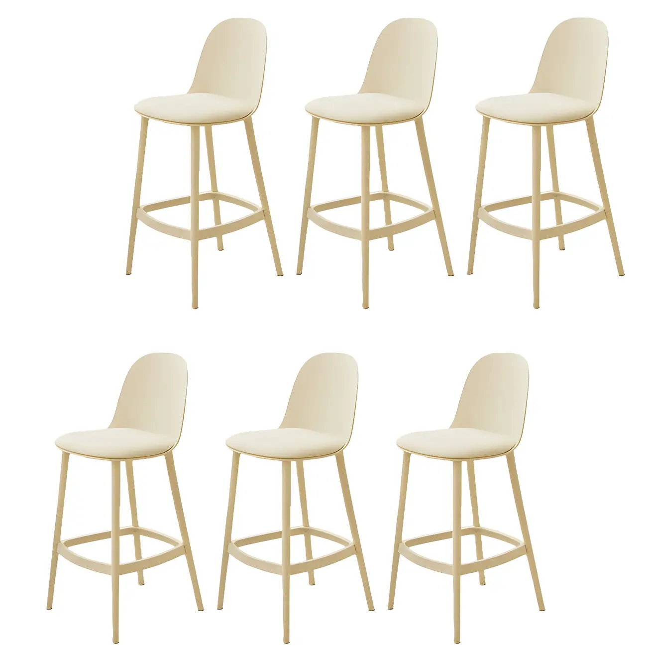 Modern Plastic Upholstered Bar Stool with Footrest