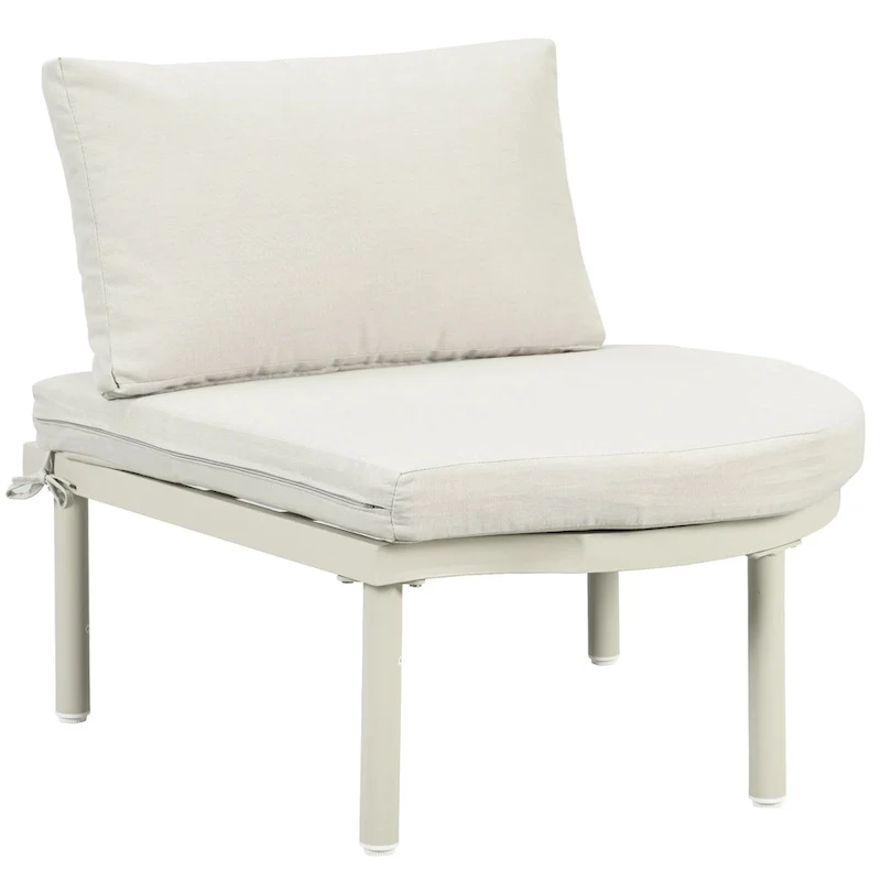 Elegant 8-Piece Modular Half Moon Patio Sofa Set with High-Low Coffee Tables