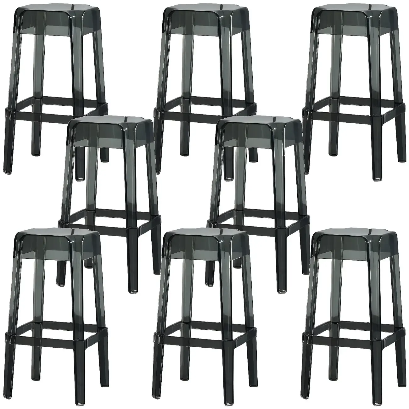 Modern Acrylic Four Legs Square Counter Bar Stool