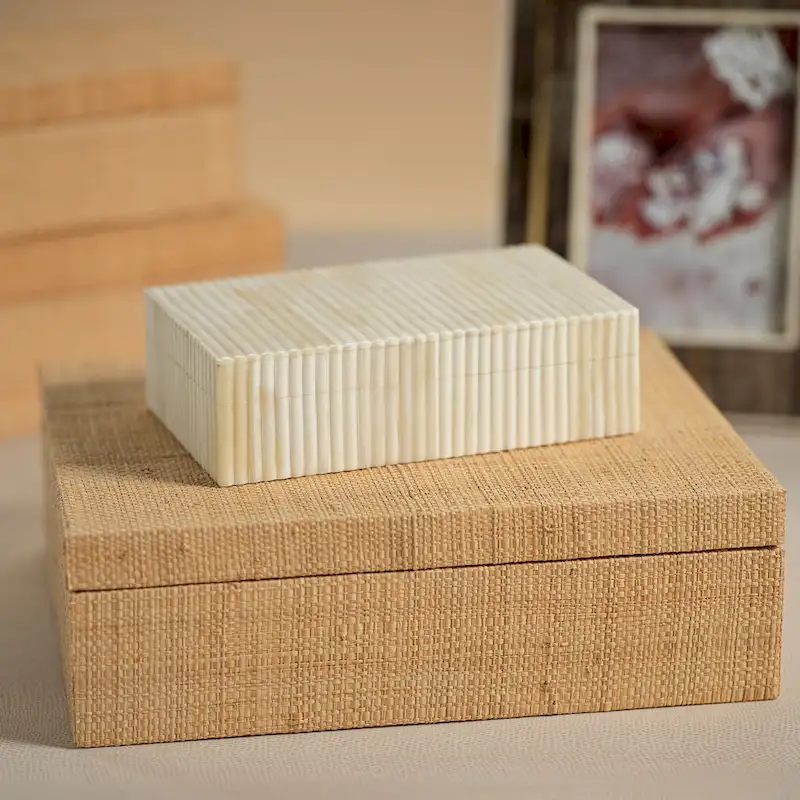 Drancy Ribbed Bone Inlay Decorative Box